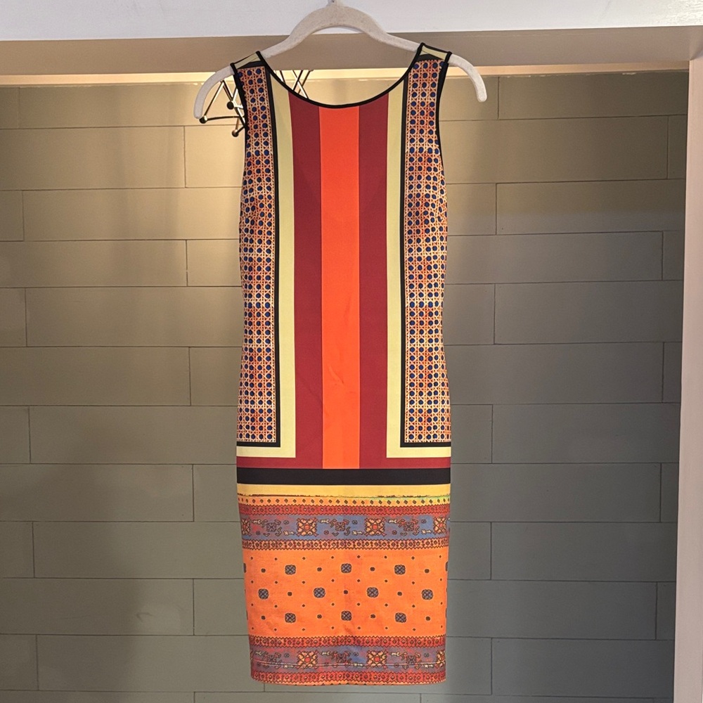 Clover Canyon bodycon Geometric Orange Midi‎ Dress